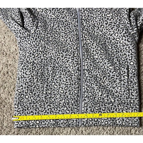 Old Navy Girls XL Long Sleeve Grey Cheetah Hooded Zippered Lined Sweatshirt - Picture 13 of 16
